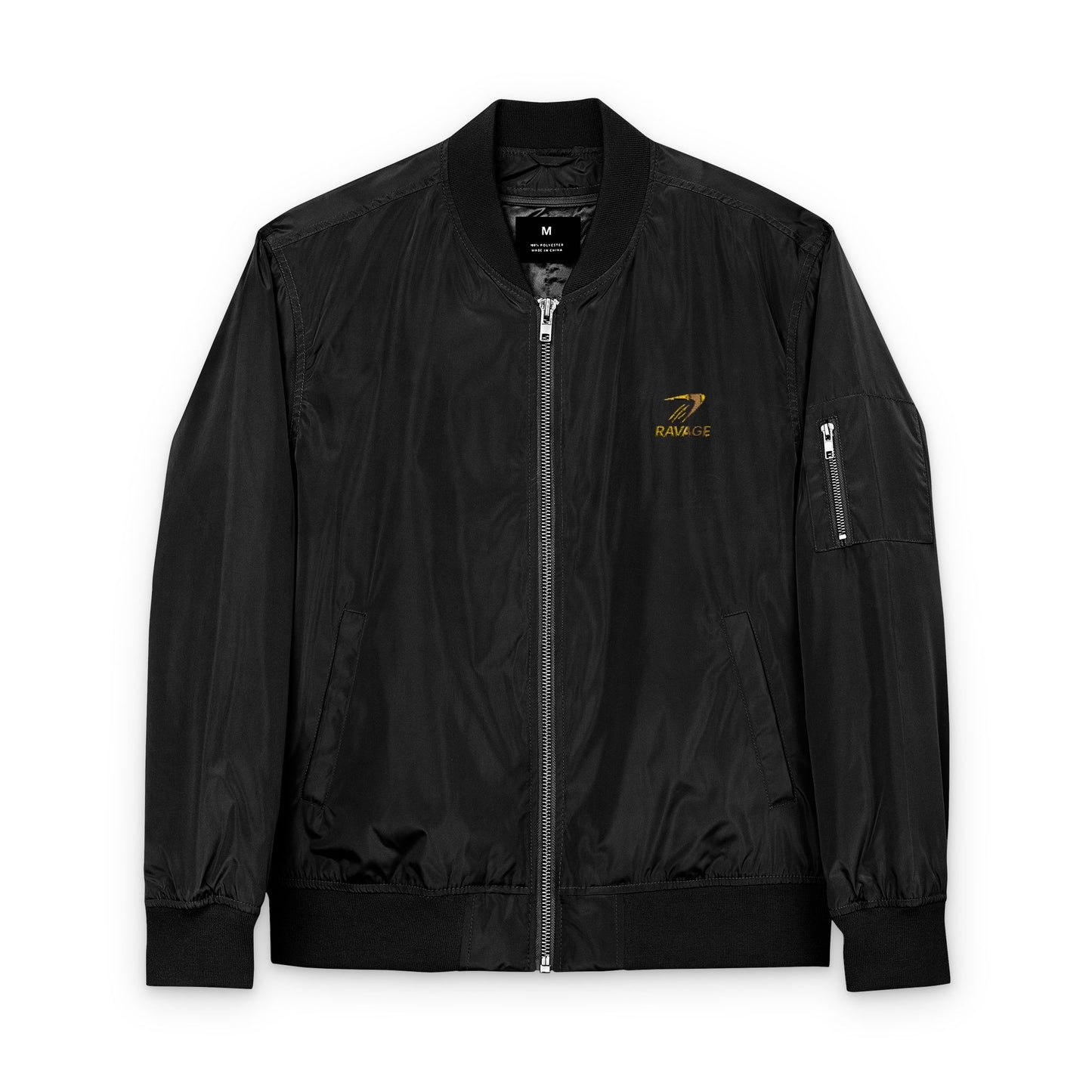 RAVAGE Embroidered Bomber: Eco-Friendly Unisex Streetwear Gift