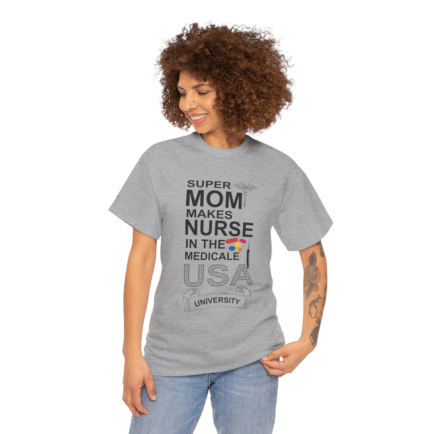 Super Mom Nurse Tee, Unisex Cotton T-Shirt for Nurses, Gift for Medical Professionals, Medical Field Apparel