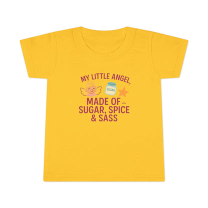Toddler T-Shirt - My Little Angel - Made of Sugar, Spice & Sass - Cute Gift for Birthday, Baby Shower, Toddler Playdates, Everyday Wear