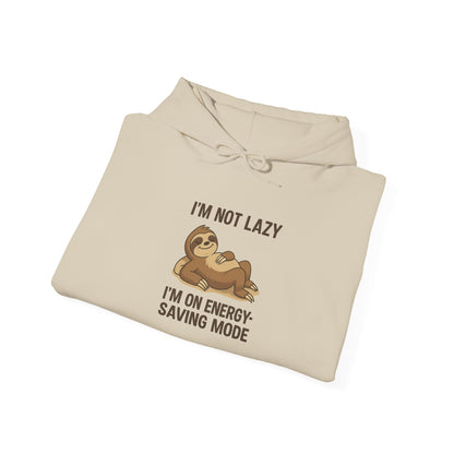 Funny Sloth Hoodie: I'm Not Lazy, Energy Saving Mode, Gift for Lazy Days, Cozy Sweatshirt for Friends, Sloth Lovers Apparel