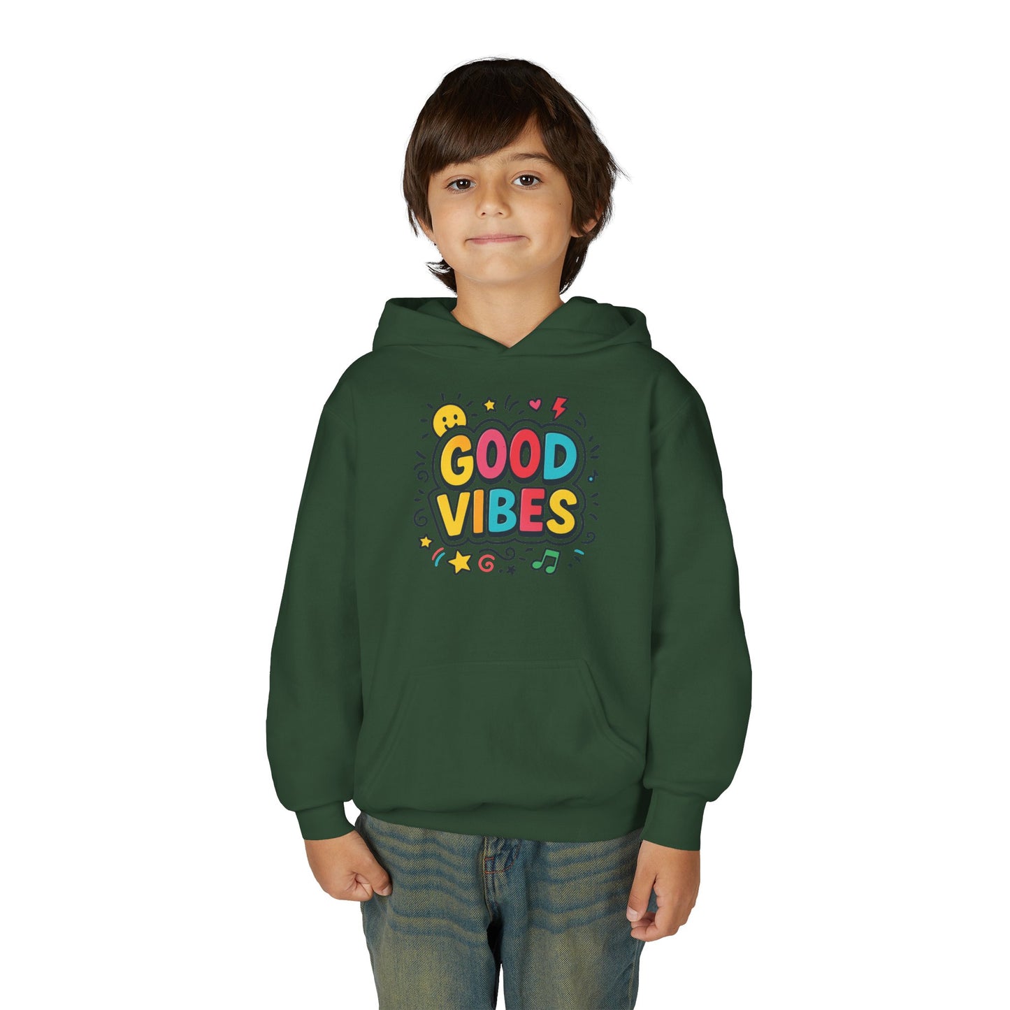 Kids Good Vibes Hoodie – Fun Graphic Sweatshirt with Positive Message, Cozy Casual Outfit, Birthday Gift for Children