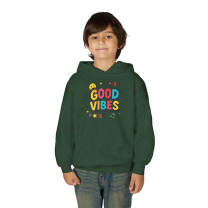 Kids Good Vibes Hoodie – Fun Graphic Sweatshirt with Positive Message, Cozy Casual Outfit, Birthday Gift for Children