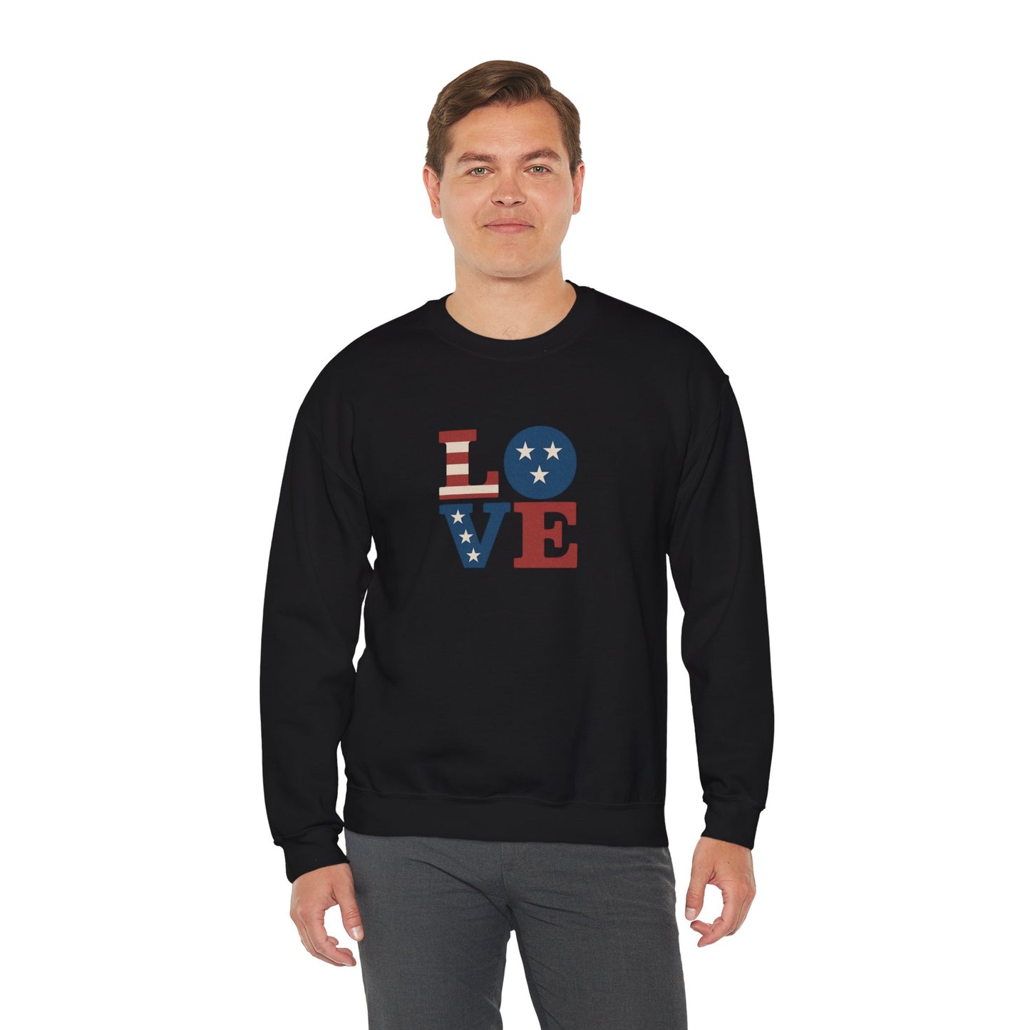 Patriotic Love Sweatshirt | Unisex Crewneck, Cozy Top for Celebrations, Gifts, Independence Day, Casual Style, Everyday Comfort
