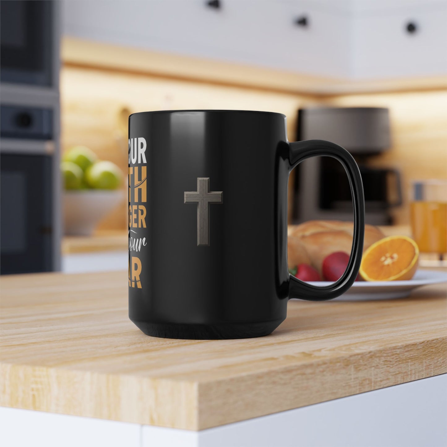Faith-Inspiring Black Mug, 15oz