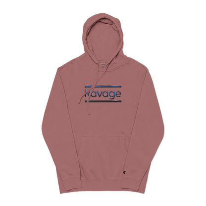 Embroided Ravage Distressed Logo Pigment-Dyed Hoodie — Black Vintage Wash