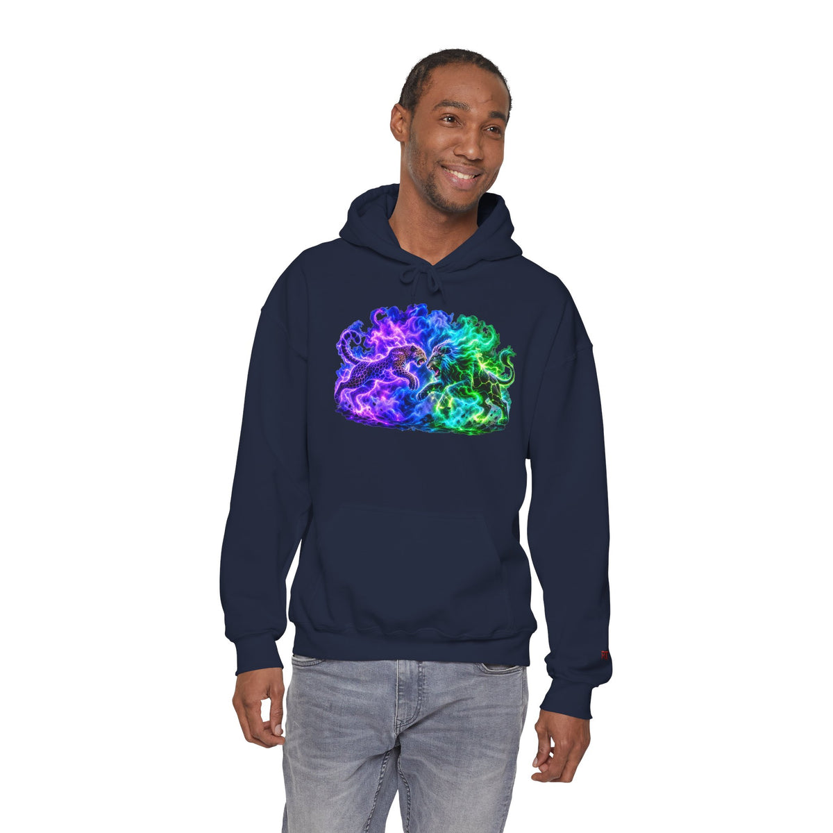 Neon Nebula Predator Clash Graphic Hoodie