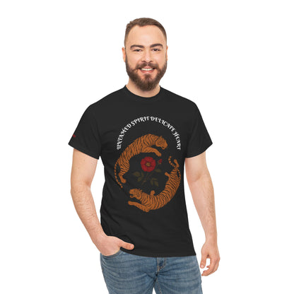 Black Tiger & Rose Graphic Tee, Unisex Cotton T-Shirt, Casual Wear, Nature Inspired Gift, Statement Shirt, Festival Apparel