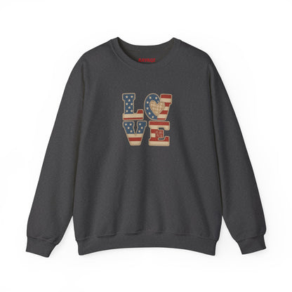 Patriotic Love Sweatshirt | Unisex Crewneck, Cozy Top for Celebrations, Gifts, Independence Day, Casual Style, Everyday Comfort