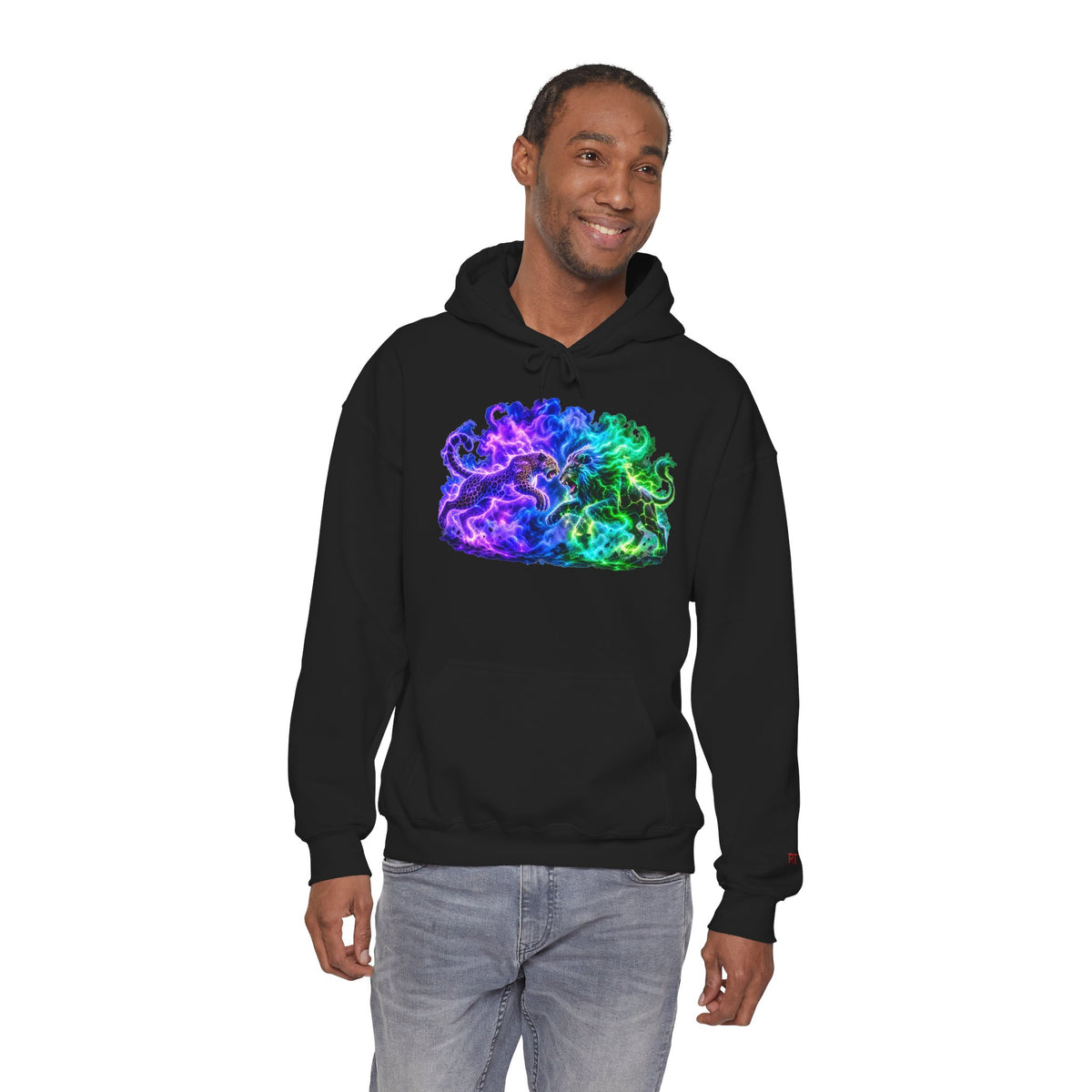 Neon Nebula Predator Clash Graphic Hoodie
