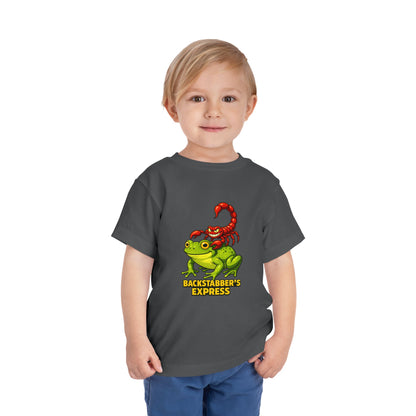 Toddler Tee — 'Backstabber's Express' Scorpion & Frog Funny Kids Shirt