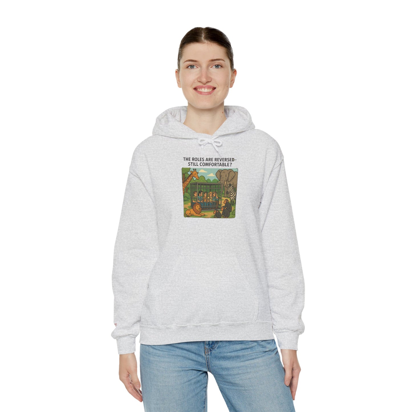 The Roles are Reversed- Are You Comfortable-Comfy Graphic Hoodie for Cozy Days, Unisex Heavy Blend Sweatshirt with Quirky Art, Perfect for Fall, Winter, Gifting, Casual Wear