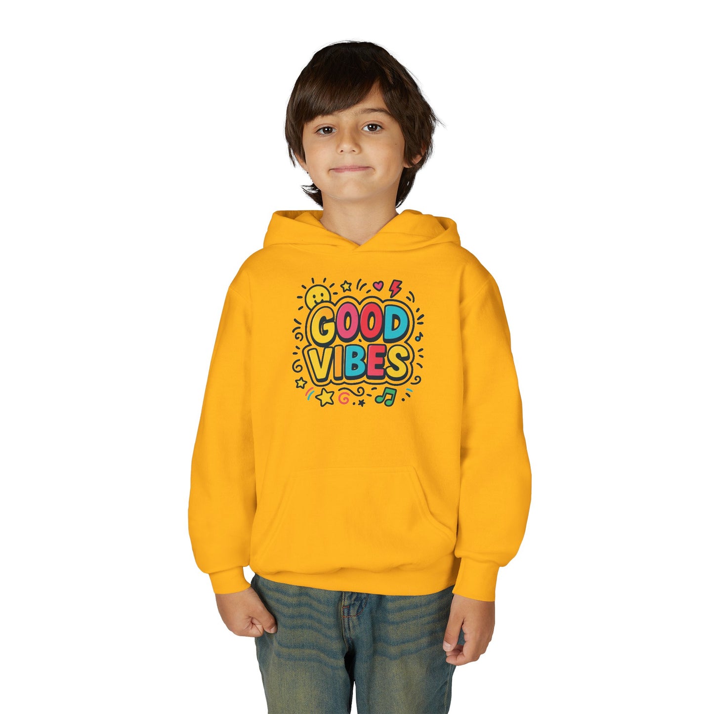 Kids Good Vibes Hoodie – Fun Graphic Sweatshirt with Positive Message, Cozy Casual Outfit, Birthday Gift for Children