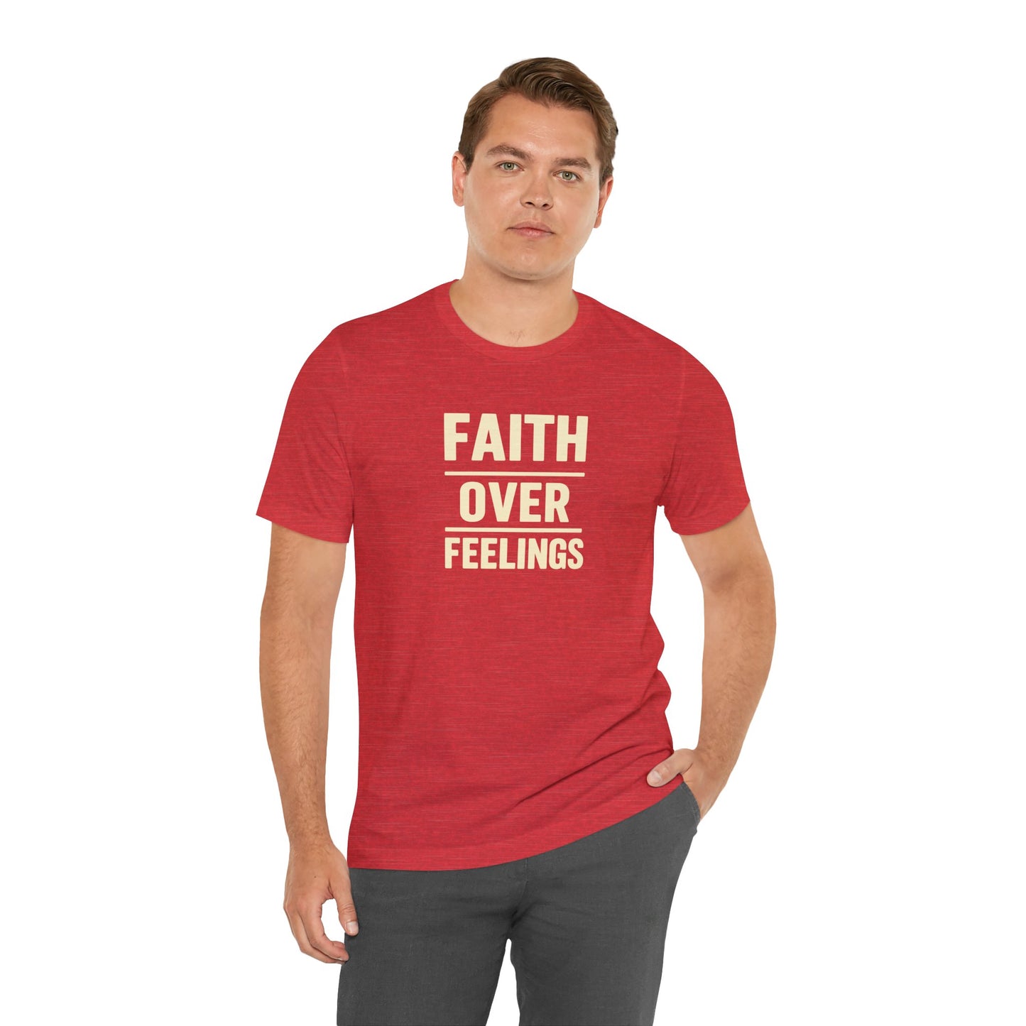 Faith Over Feelings Tee - Inspiring Unisex Short Sleeve Shirt for Everyday Comfort, Motivational Gift, Casual Wear, Spiritual Apparel, [...]
