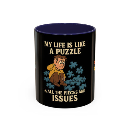 Puzzle-Themed Coffee Mug – "My Life Is Like A Puzzle" – Funny Gift for Coffee Lovers, Tea Drinkers