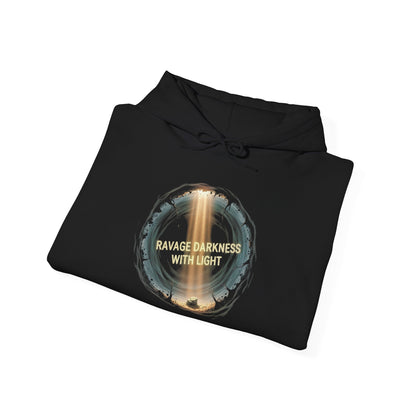 "Ravage Darkness With Light" Graphic Black Pullover Hoodie