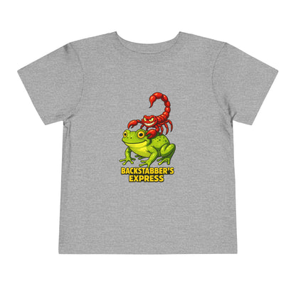 Toddler Tee — 'Backstabber's Express' Scorpion & Frog Funny Kids Shirt