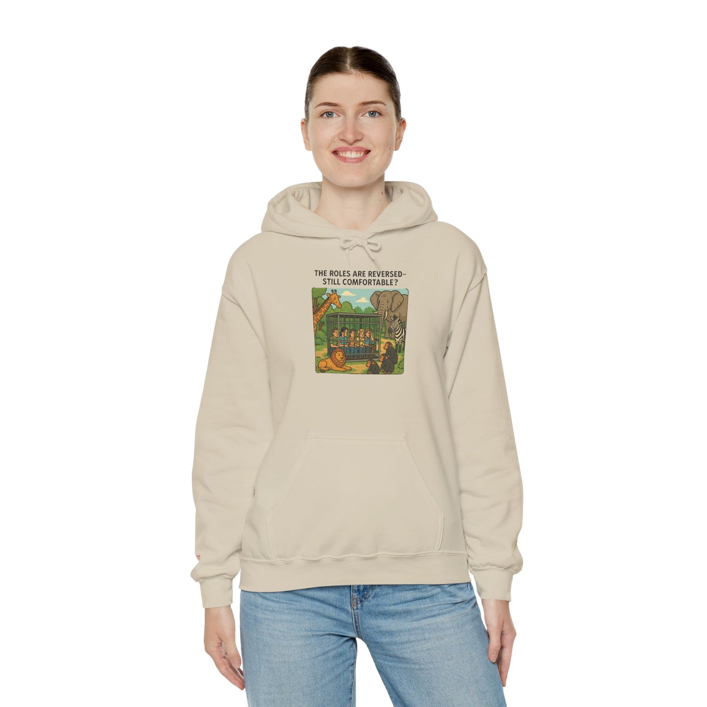 The Roles are Reversed- Are You Comfortable-Comfy Graphic Hoodie for Cozy Days, Unisex Heavy Blend Sweatshirt with Quirky Art, Perfect for Fall, Winter, Gifting, Casual Wear