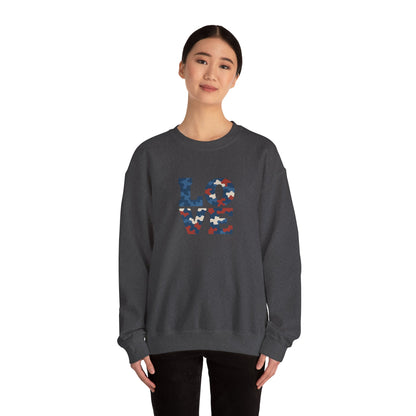 Patriotic Love Sweatshirt | Unisex Crewneck, Cozy Top for Celebrations, Gifts, Independence Day, Casual Style, Everyday Comfort