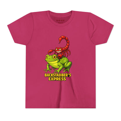 Youth Tee - "Backstabber's Express" Frog & Scorpion Graphic