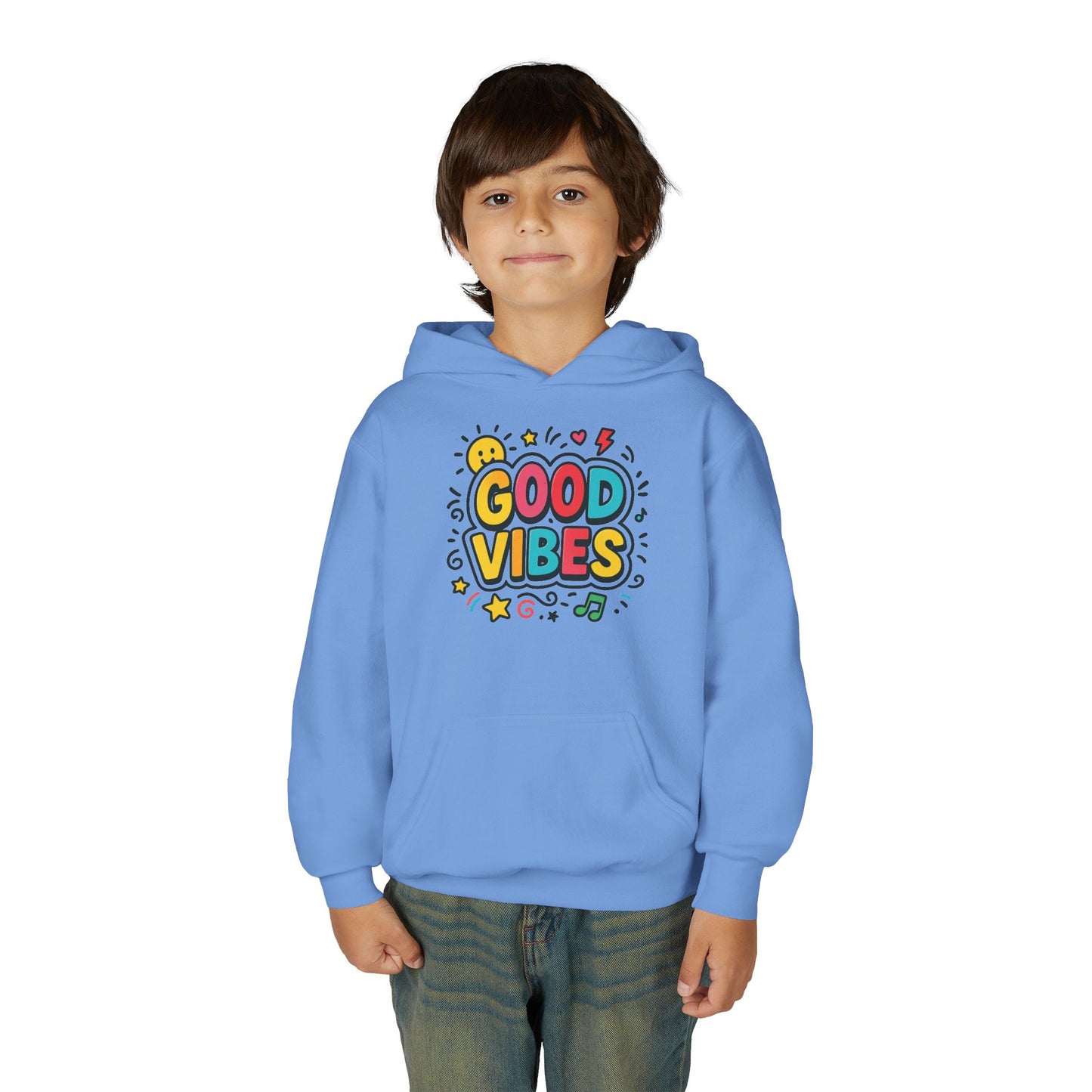 Kids Good Vibes Hoodie – Fun Graphic Sweatshirt with Positive Message, Cozy Casual Outfit, Birthday Gift for Children