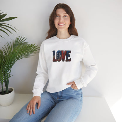 Patriotic Love Sweatshirt | Unisex Crewneck, Cozy Top for Celebrations, Gifts, Independence Day, Casual Style, Everyday Comfort