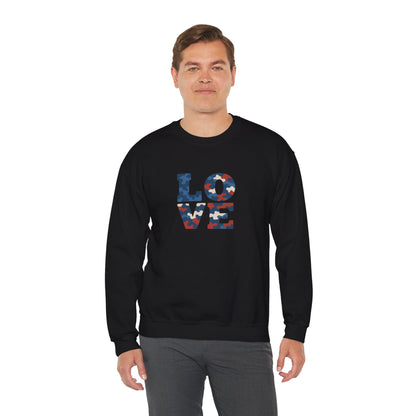 Patriotic Love Sweatshirt | Unisex Crewneck, Cozy Top for Celebrations, Gifts, Independence Day, Casual Style, Everyday Comfort