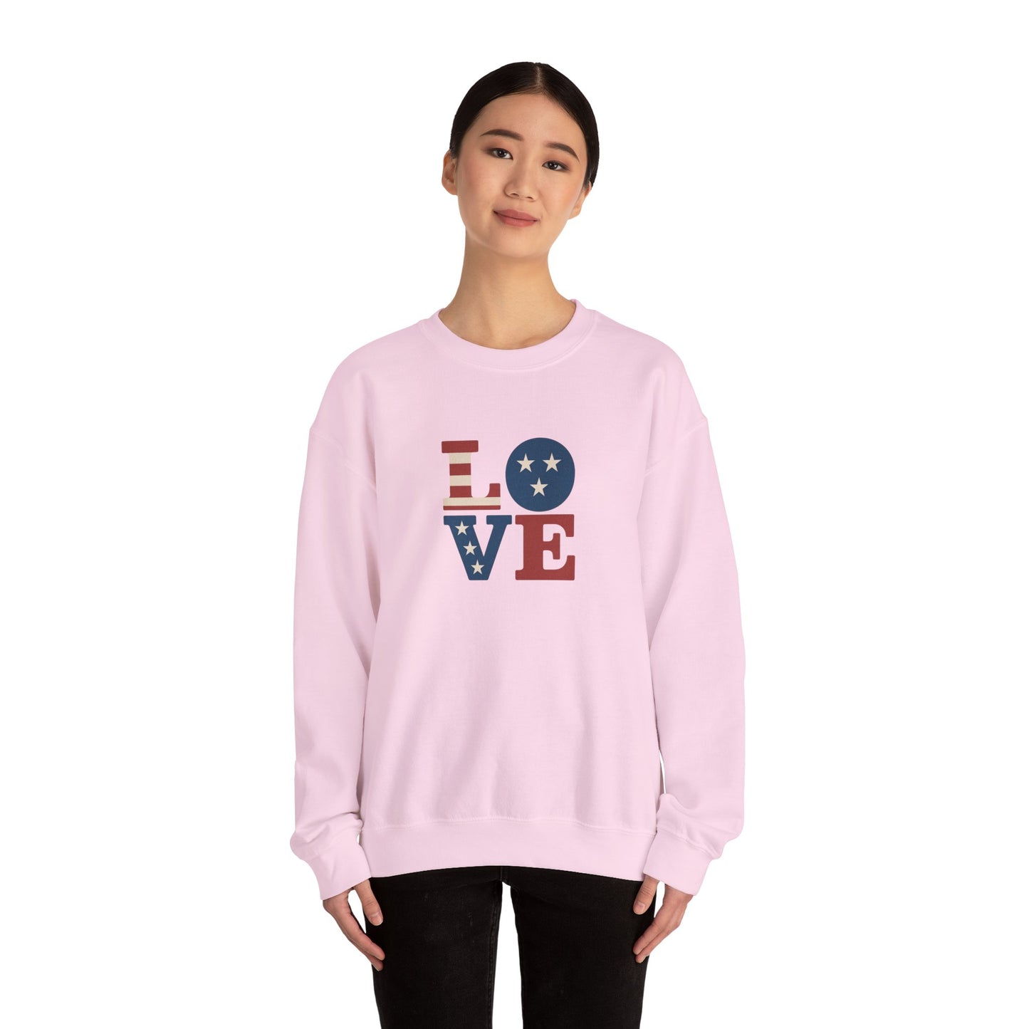 Patriotic Love Sweatshirt | Unisex Crewneck, Cozy Top for Celebrations, Gifts, Independence Day, Casual Style, Everyday Comfort