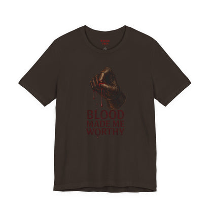 Blood Made Me Worthy T‑Shirt — Graphic Fist Design, Bold Faith & Empowerment Tee