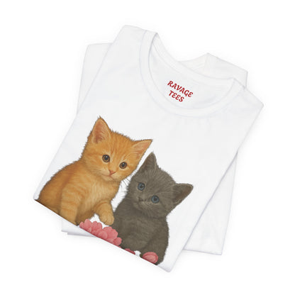 Cute Cat Graphic Tee, Casual Unisex Shirt