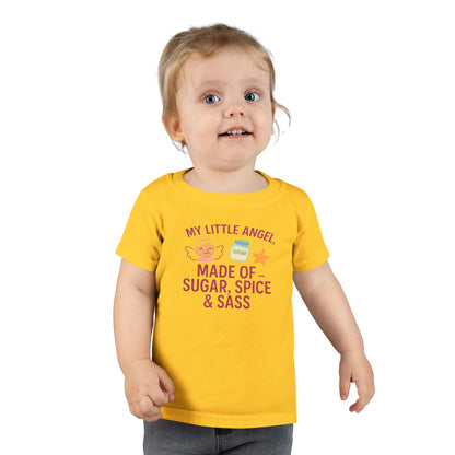 Toddler T-Shirt - My Little Angel - Made of Sugar, Spice & Sass - Cute Gift for Birthday, Baby Shower, Toddler Playdates, Everyday Wear
