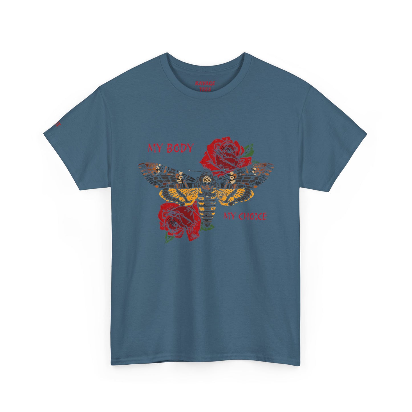 Your Body Your Choice Tee with Butterfly & Rose Design