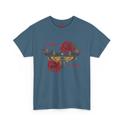 Your Body Your Choice Tee with Butterfly & Rose Design