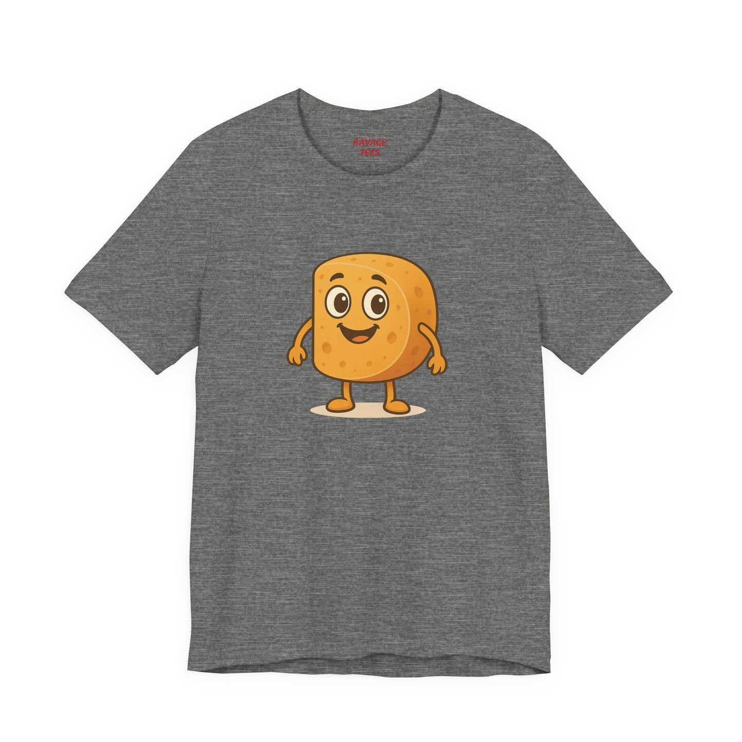 Happy Cheesy Square Character T-Shirt | Cute Cartoon Cheese Tee