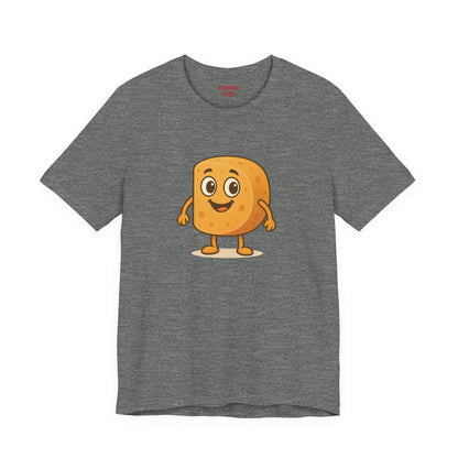 Happy Cheesy Square Character T-Shirt | Cute Cartoon Cheese Tee