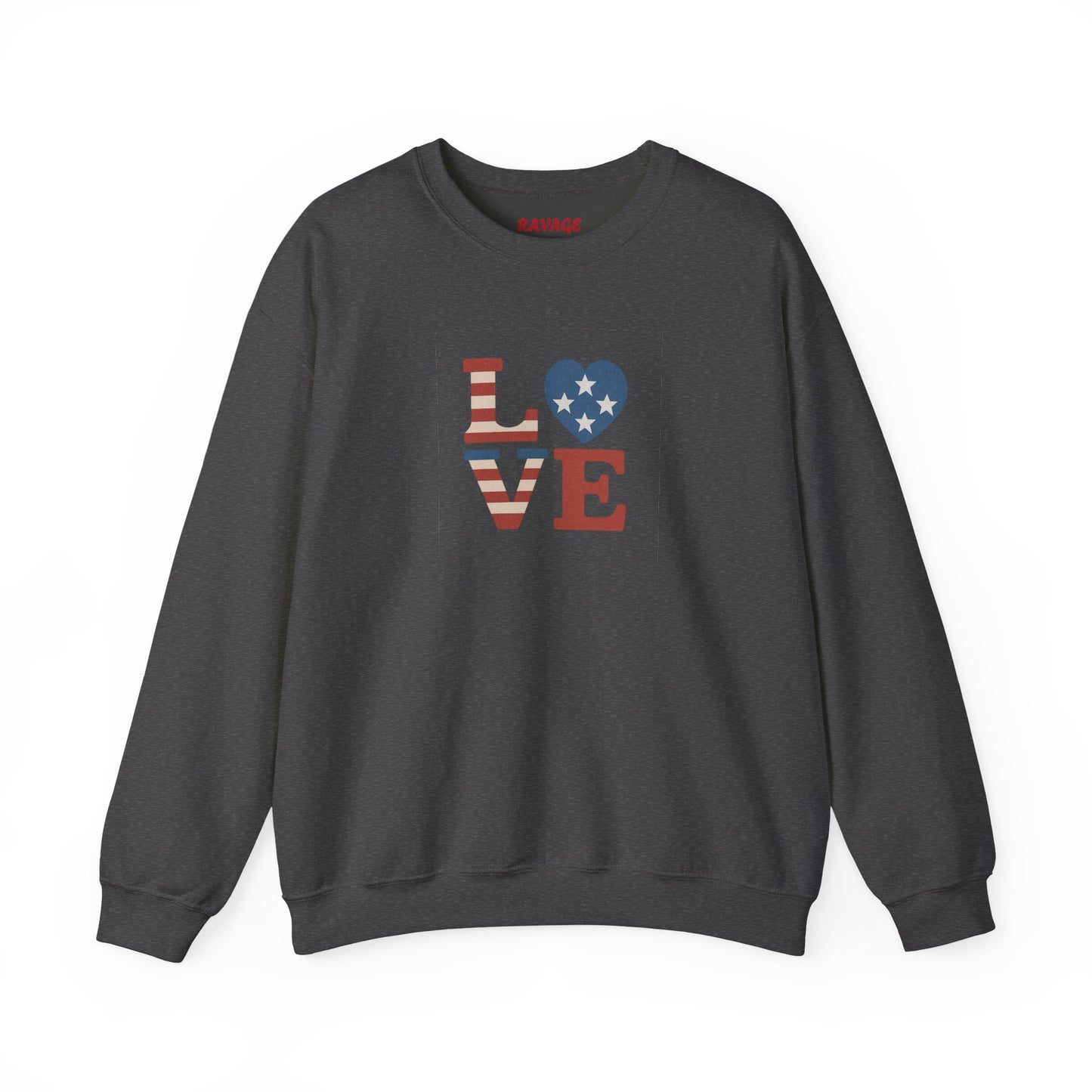 Patriotic Love Sweatshirt | Unisex Crewneck, Cozy Top for Celebrations, Gifts, Independence Day, Casual Style, Everyday Comfort
