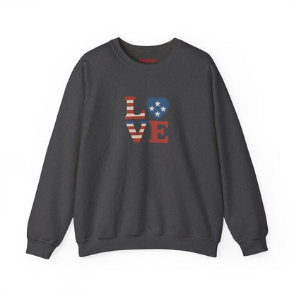 Patriotic Love Sweatshirt | Unisex Crewneck, Cozy Top for Celebrations, Gifts, Independence Day, Casual Style, Everyday Comfort