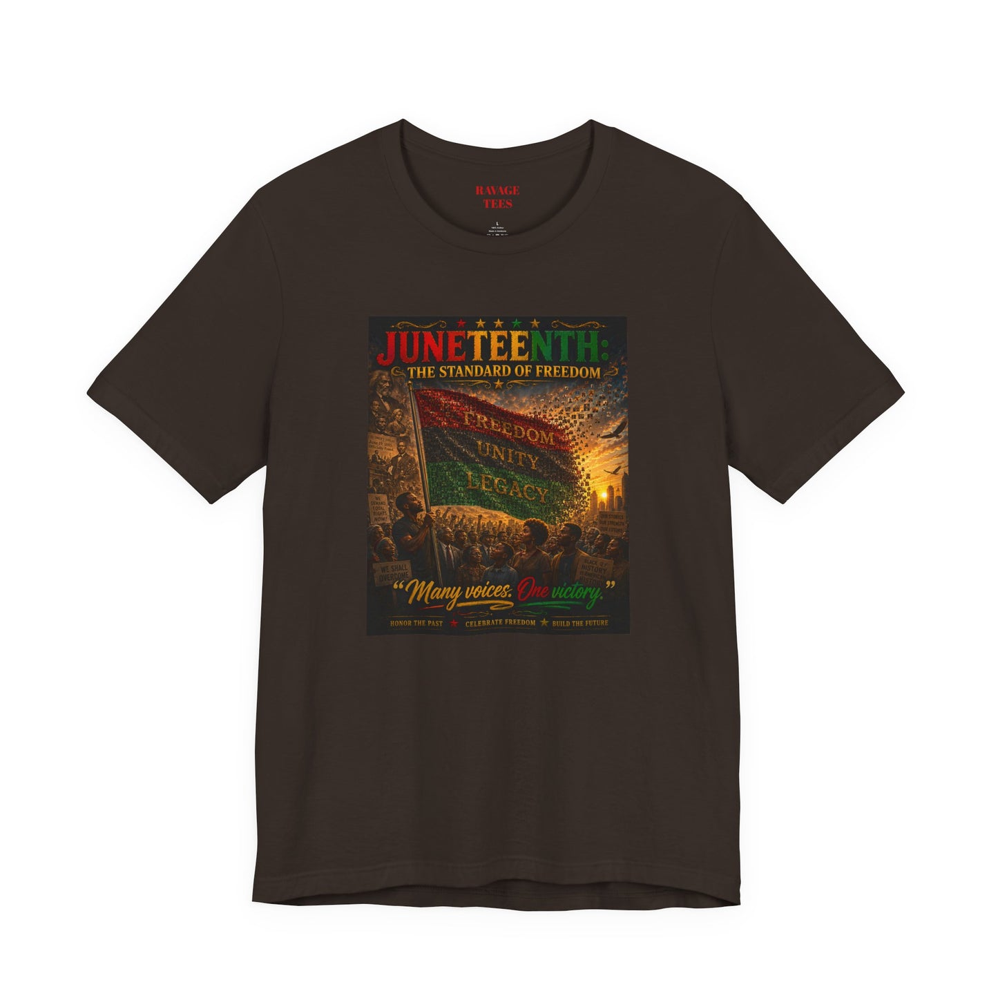 Juneteenth Standard of Freedom — 'Many Voices One Victory' Graphic Tee