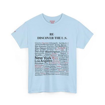 Re-Discover the U.S. Unisex Exploratory Travel T-Shirt, Adventure Tee, USA Discovery Shirt