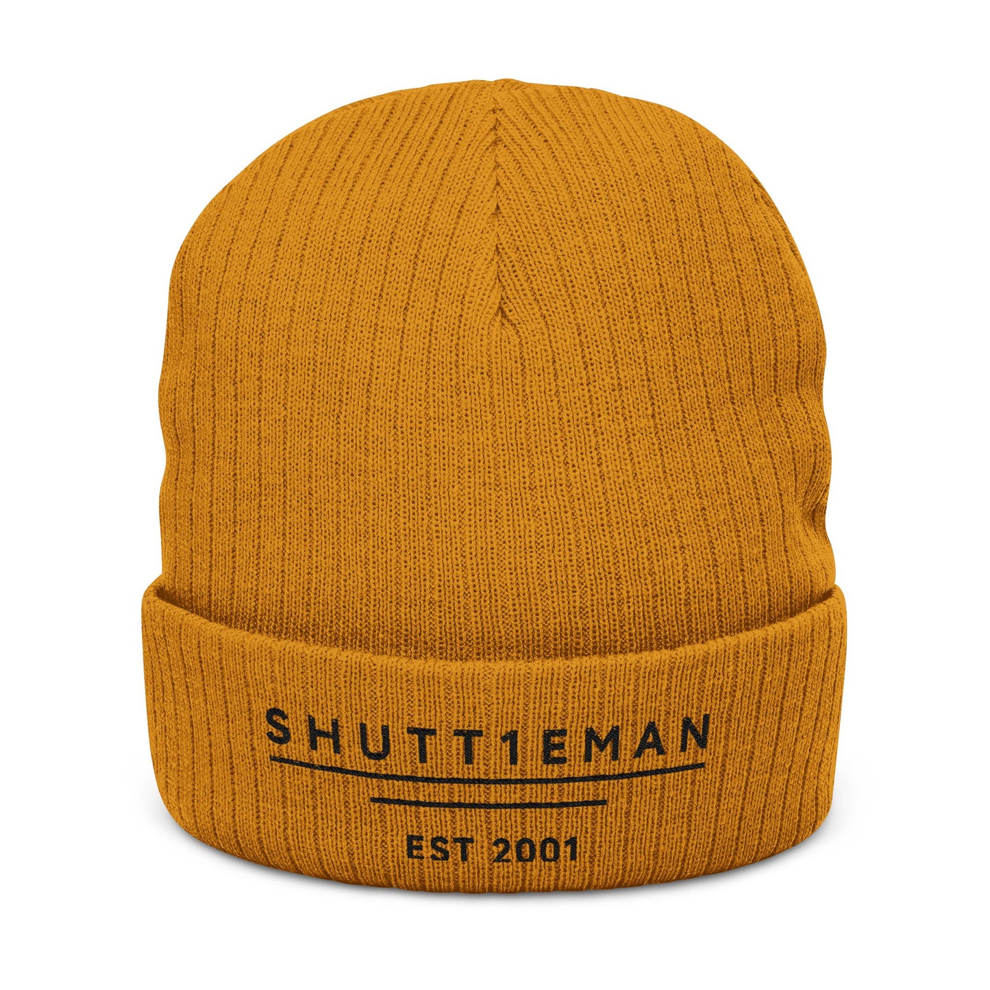 Embroidered Ribbed Beanie — SHUTTIEMAN EST 2001 Knit Hat