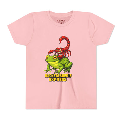 Youth Tee - "Backstabber's Express" Frog & Scorpion Graphic