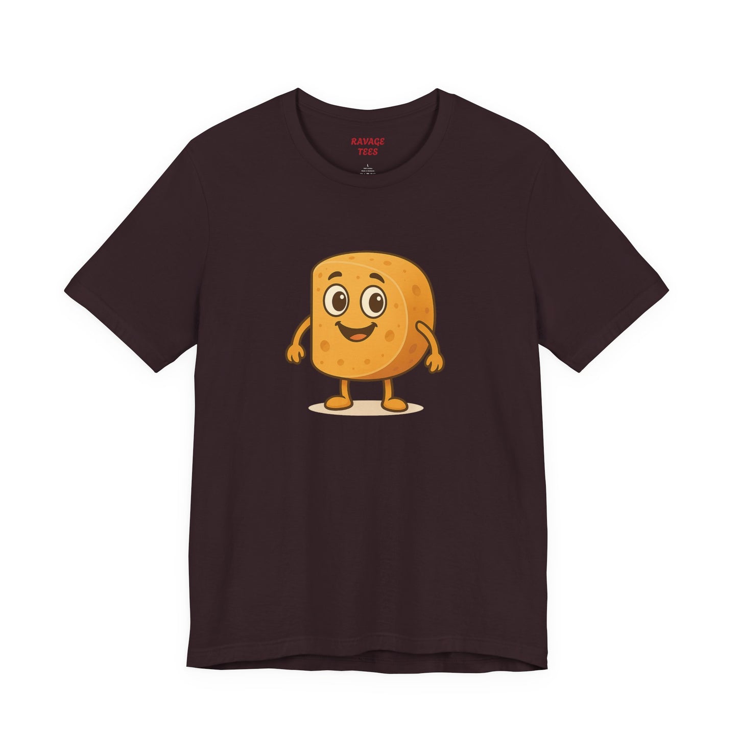 Happy Cheesy Square Character T-Shirt | Cute Cartoon Cheese Tee