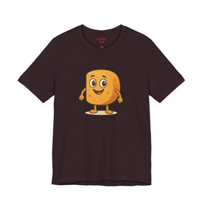 Happy Cheesy Square Character T-Shirt | Cute Cartoon Cheese Tee