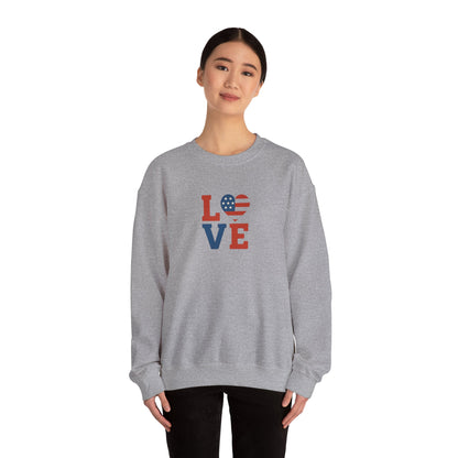 Patriotic Love Sweatshirt | Unisex Crewneck, Cozy Top for Celebrations, Gifts, Independence Day, Casual Style, Everyday Comfort