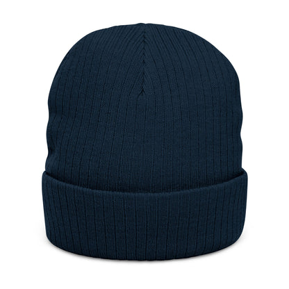 Embroidered Ribbed Beanie — “SHUTTLEMAN EST 2001” Cozy Knit Hat