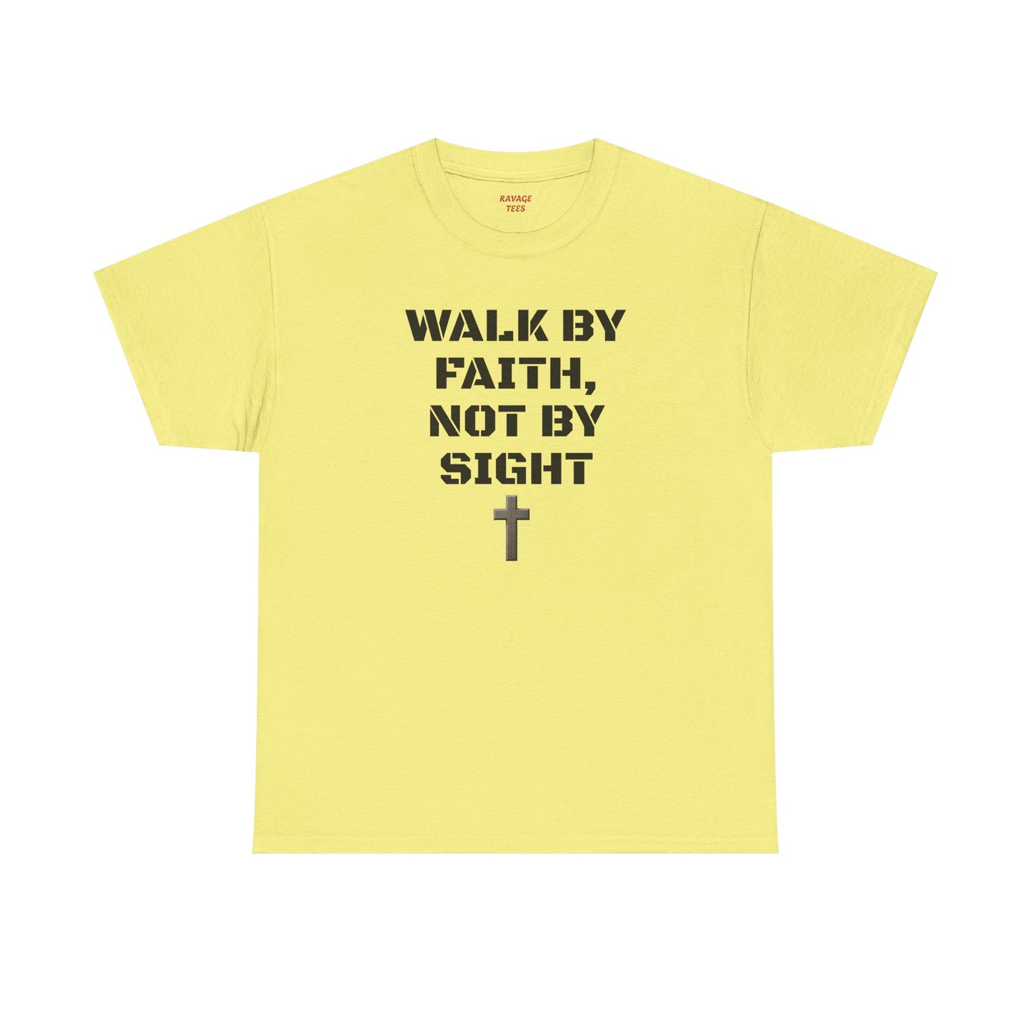 "Walk By Faith" Tee: Christian Bible Verse Unisex Heavy Cotton Shirt