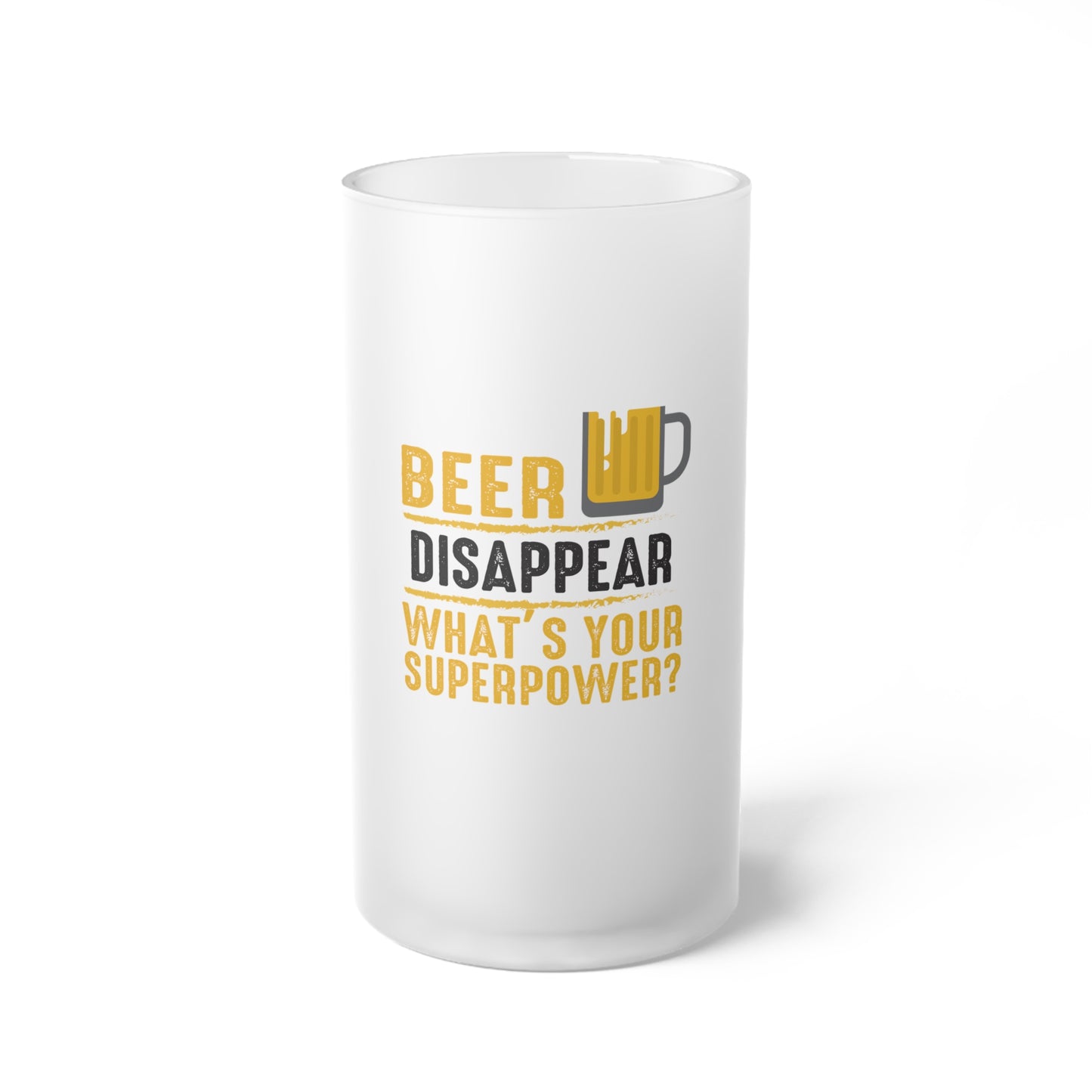 Frosted Glass Beer Mug - What's Your Superpower?, Custom Drinkware, Unique Gift for Beer Lovers, Funny Beer Mug, Party Favor, [...]