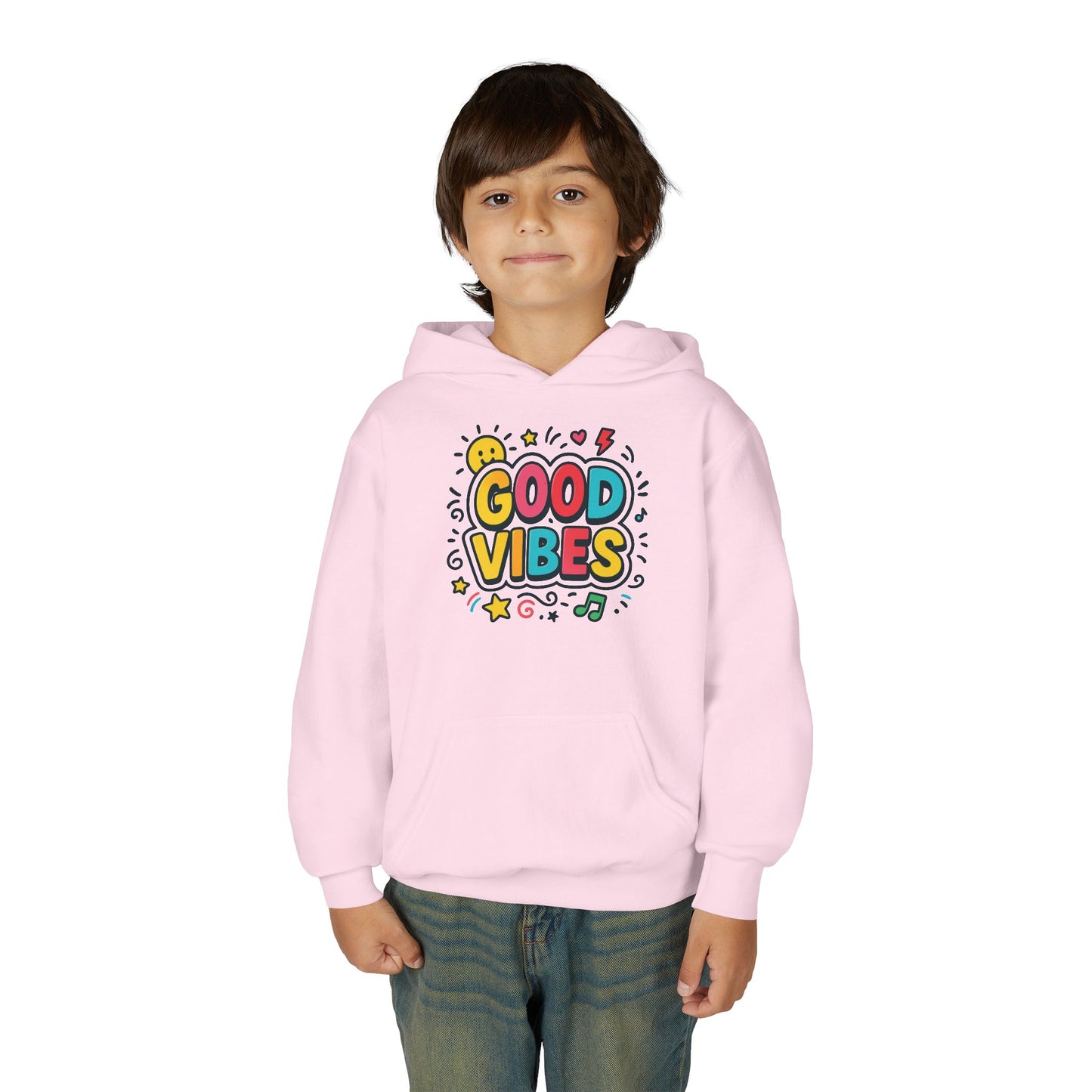 Kids Good Vibes Hoodie – Fun Graphic Sweatshirt with Positive Message, Cozy Casual Outfit, Birthday Gift for Children