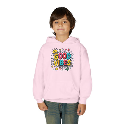 Kids Good Vibes Hoodie – Fun Graphic Sweatshirt with Positive Message, Cozy Casual Outfit, Birthday Gift for Children