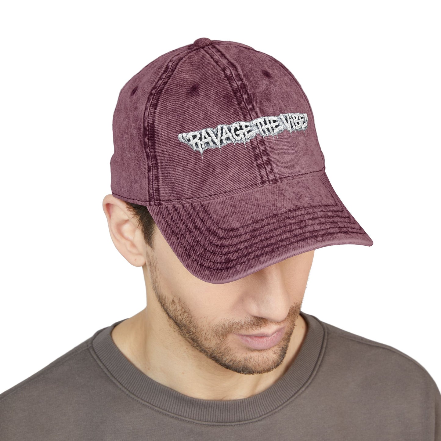 Vintage Embroidered Cap - "RAVAGE THE VIBE"