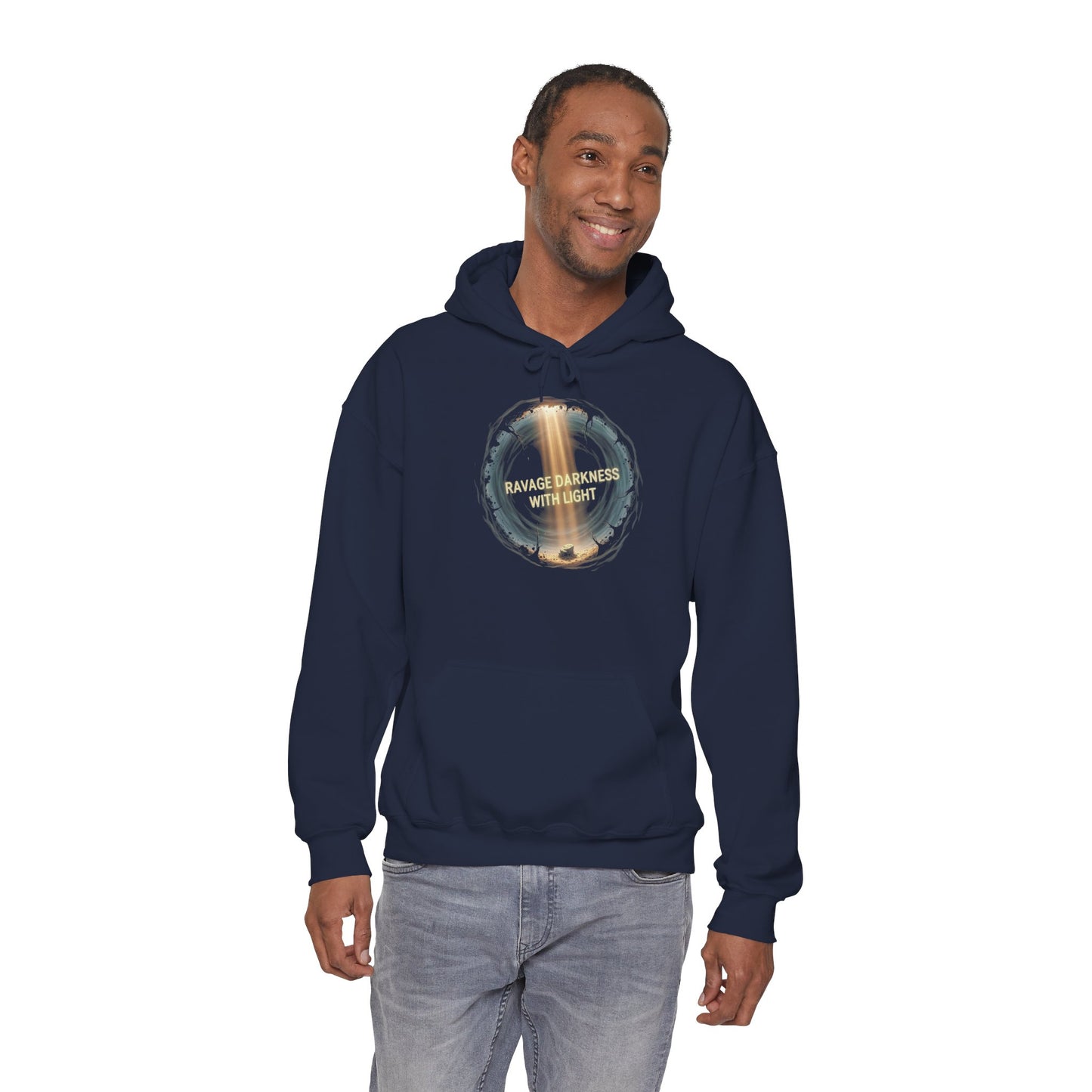 "Ravage Darkness With Light" Graphic Black Pullover Hoodie